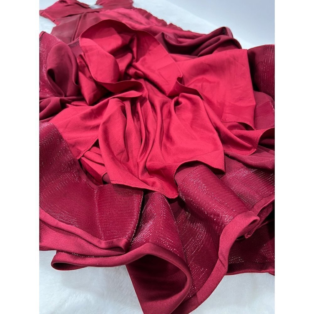 New La Femme Size 16 Strapless Slit Satin Ballgown Wine Prom Dress **Thread Pull - Picture 10 of 16